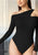 Cut Out Asymmetrical Neck Form Bodysuit