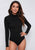 Rolled High Neck Fitted Rib-Knit Bodysuit