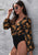 Floral Surplice Neck Lantern Sleeve Bodysuit