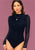 Stand Collar Contrast Mesh Sleeve Bodysuit