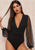 Plunging Neck Dobby Mesh Bodysuit