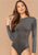 Grey Cutout Twist Back Glitter Bodysuit