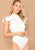 Elegant White Mock Neck Ruffle Bodysuit