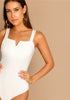 Elegant White V-Cut Front Bodysuit