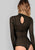 Mock Neck Long Sleeve Hollow Out Bodysuit