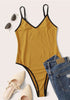 Yellow Contrast Binding Rib-knit Bodysuit