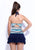 Serene Stripe Pattern Pleated Skirt Swimwear