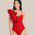 Ruffle One Shoulder Slip Bodysuit