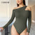 Cut Out Asymmetrical Neck Form Bodysuit