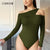 Cut Out Asymmetrical Neck Form Bodysuit