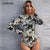 Floral Flocked Mesh Sheer Bodysuit